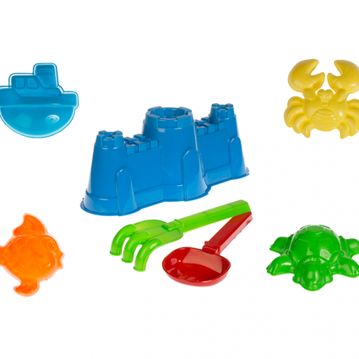 [1018] 417 Chichess Molde Castillo, pala y rastrillo, 4 moldes