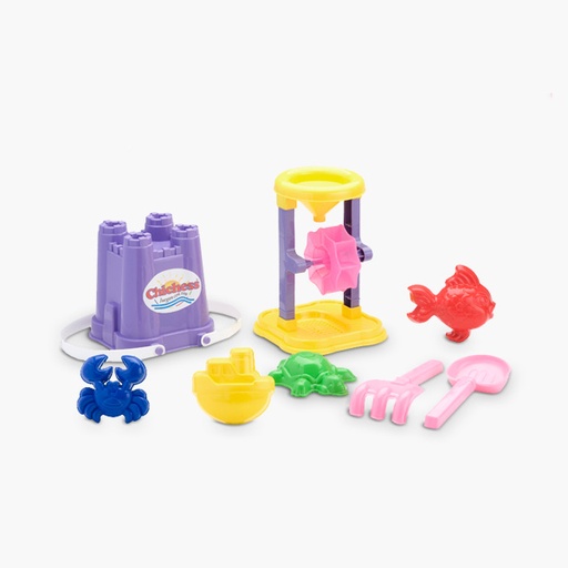 [991] 426 Chichess Balde castillo, molino, pala y rastrillo Ch, 4 moldes