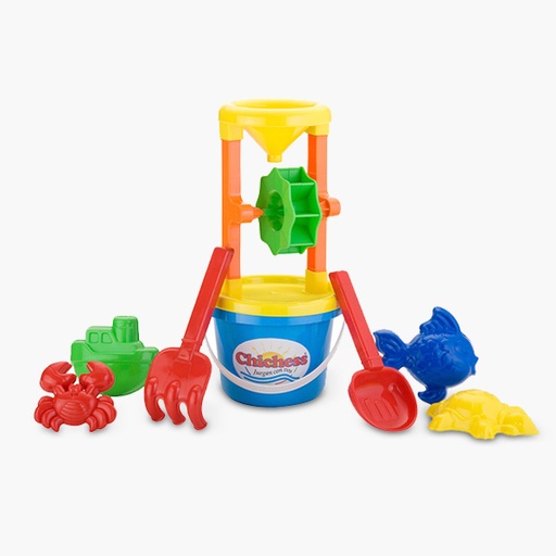 [1021] 710 Chichess Balde, molino, pala y rastrillo Ch, 4 moldes